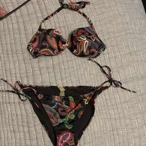 Victoria's Secret Black and Multicolor Bikini